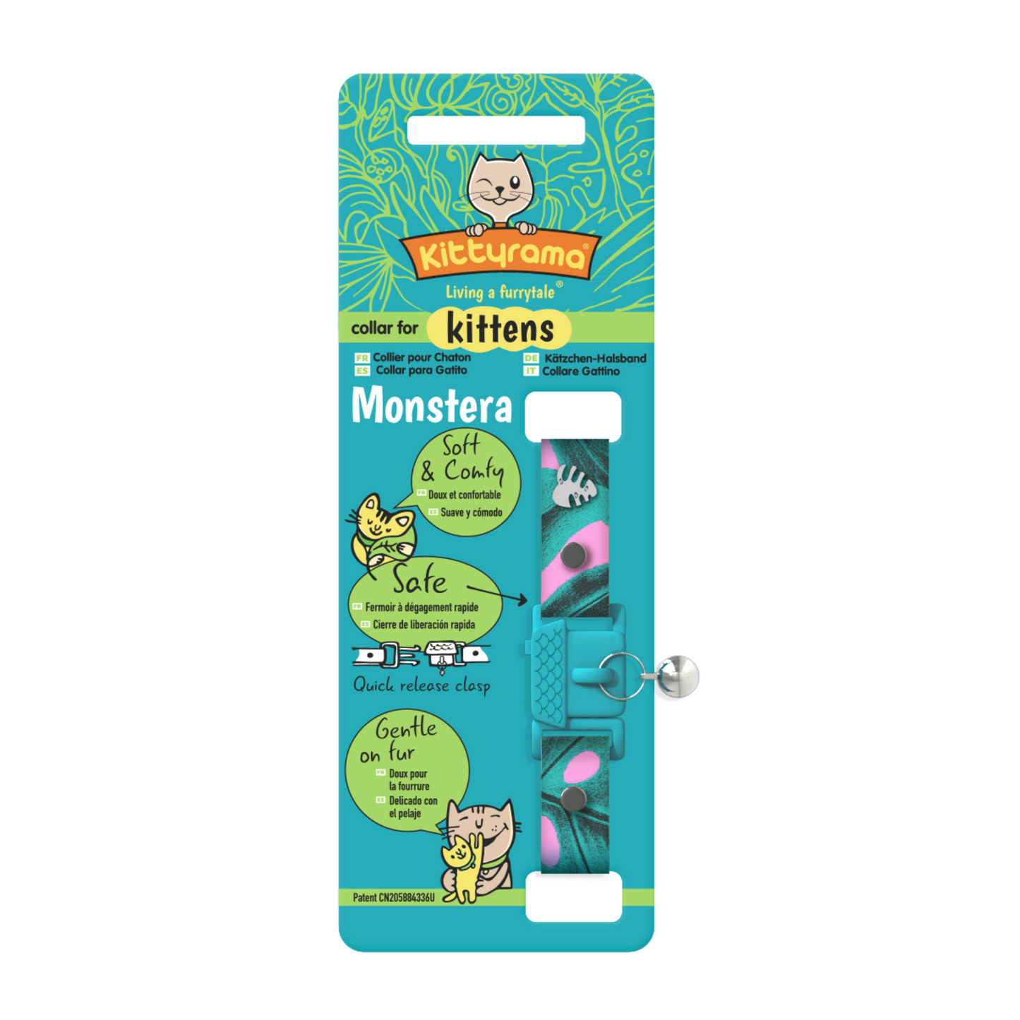 KITTYRAMA KITTEN BOTANICALS MONSTERA COLLAR - Quick Release, Breakaway, Hypoallergenic