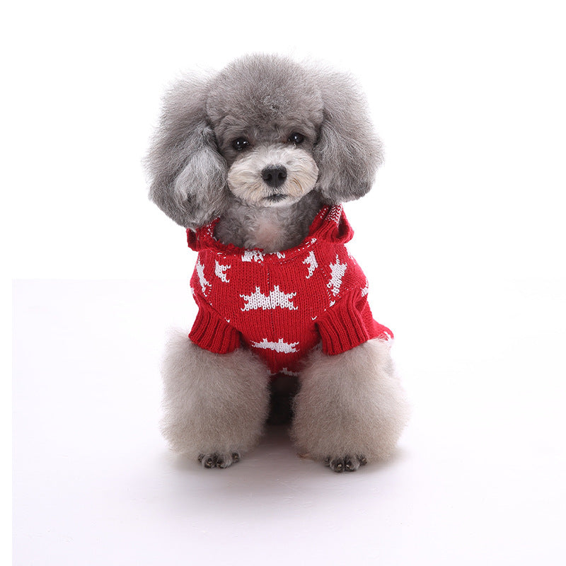 Christmas Dog Sweater, Warm Star Pattern Pet Clothes, Winter Hoodie for Small Dogs
