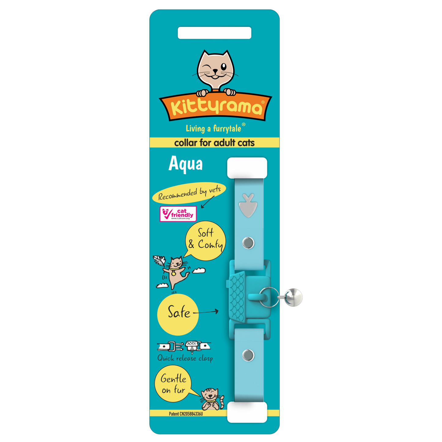 KITTYRAMA AQUA CAT COLLAR - Quick Release, Breakaway, Hypoallergenic