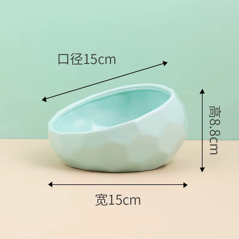 Ceramic Pet Bowl with Bamboo Stand for Dogs and Cats, Puppy Water Food and Drinking Feeder, Non-Slip Cat and Dog Feeder