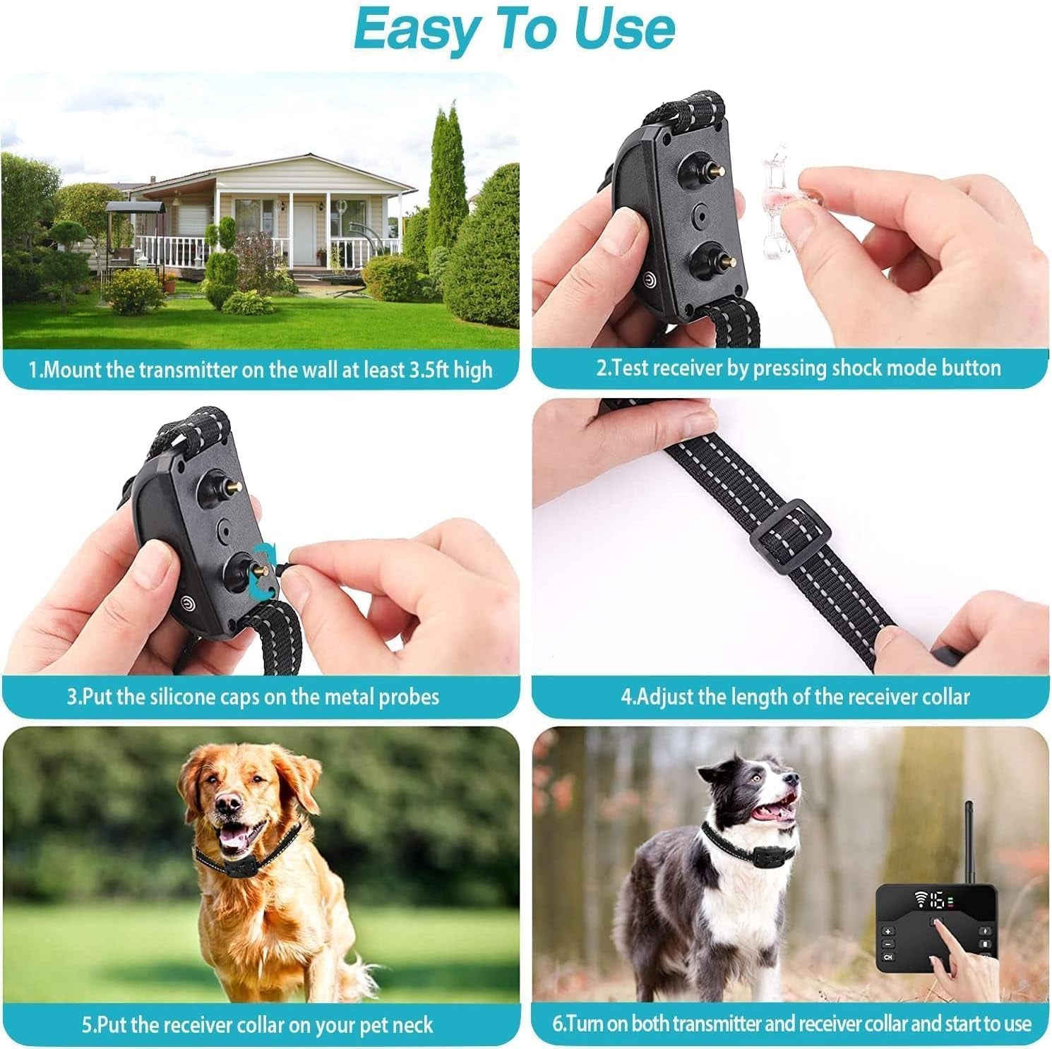 Wireless Dog Fence, 2-In-1 Electric Dog Fence System for 2 Dogs with Training Collar & Remote, IP65 Waterproof, 2024 Safety Pets Containment System for All Dogs, Cover up to 8 Acre(20-850Ft)