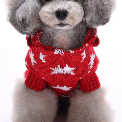 Christmas Dog Sweater, Warm Star Pattern Pet Clothes, Winter Hoodie for Small Dogs