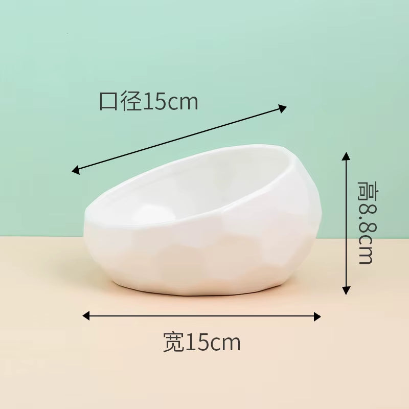 Ceramic Pet Bowl with Bamboo Stand for Dogs and Cats, Puppy Water Food and Drinking Feeder, Non-Slip Cat and Dog Feeder