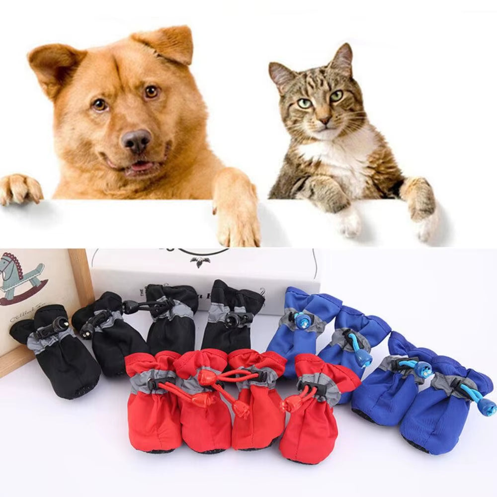 4Pcs Anti-Slip Footwear Waterproof Dog Shoes Pet Rain Shoes Rain Snow Boots Pet Shoes