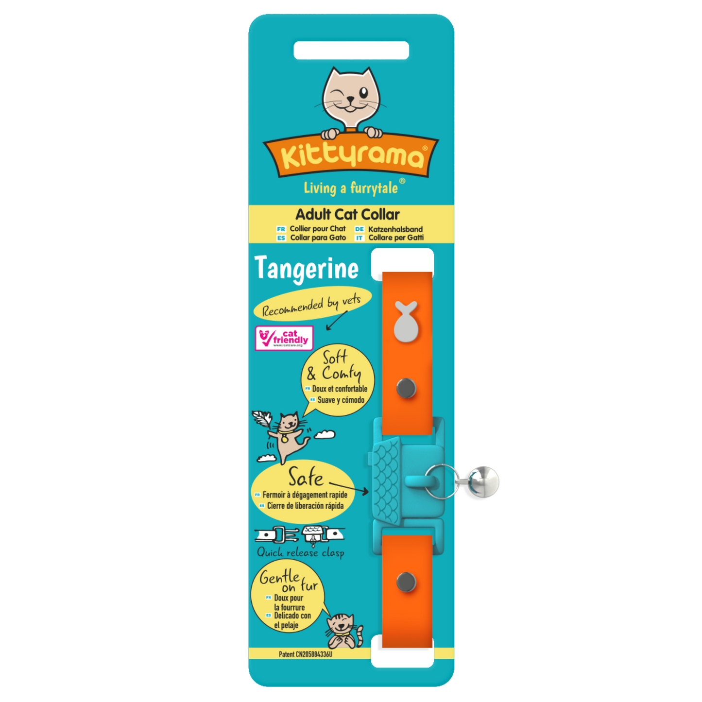KITTYRAMA TANGERINE CAT COLLAR - Quick Release, Breakaway, Hypoallergenic