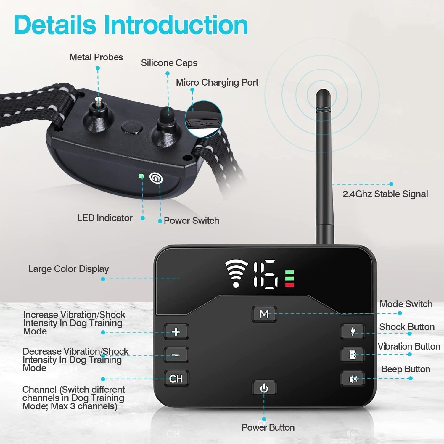 Wireless Dog Fence, 2-In-1 Electric Dog Fence System for 2 Dogs with Training Collar & Remote, IP65 Waterproof, 2024 Safety Pets Containment System for All Dogs, Cover up to 8 Acre(20-850Ft)