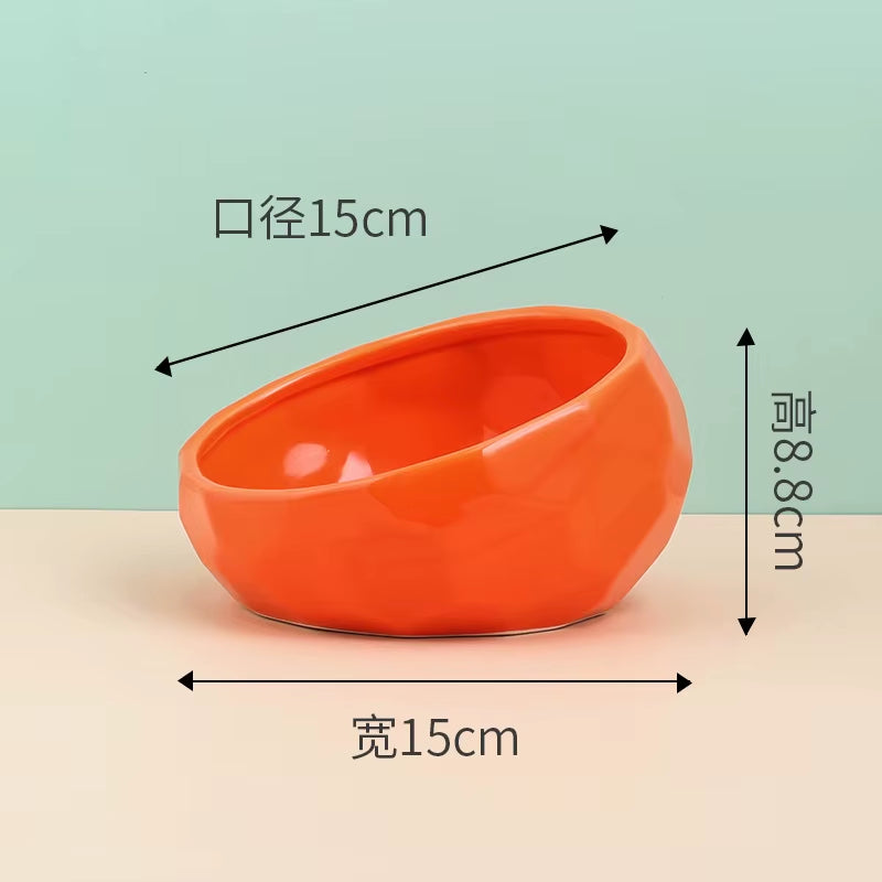 Ceramic Pet Bowl with Bamboo Stand for Dogs and Cats, Puppy Water Food and Drinking Feeder, Non-Slip Cat and Dog Feeder