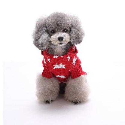 Christmas Dog Sweater, Warm Star Pattern Pet Clothes, Winter Hoodie for Small Dogs