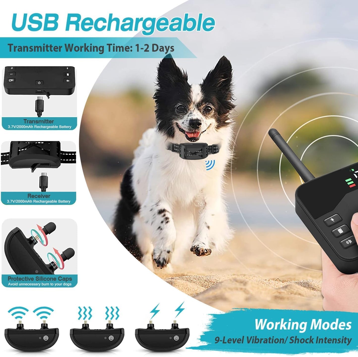 Wireless Dog Fence, 2-In-1 Electric Dog Fence System for 2 Dogs with Training Collar & Remote, IP65 Waterproof, 2024 Safety Pets Containment System for All Dogs, Cover up to 8 Acre(20-850Ft)