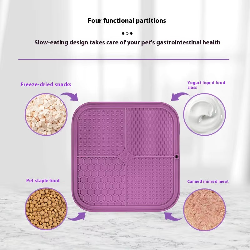 Pet Dog Cat Licking Pad Licking Pad anti Choking Slow Food Utensils Slow Food Bowl Licking Plate Pet Cat Yogurt Meal Mat