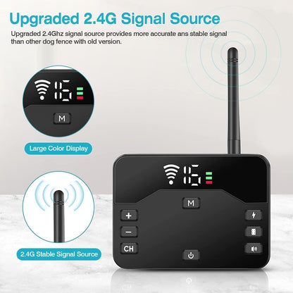 Wireless Dog Fence, 2-In-1 Electric Dog Fence System for 2 Dogs with Training Collar & Remote, IP65 Waterproof, 2024 Safety Pets Containment System for All Dogs, Cover up to 8 Acre(20-850Ft)