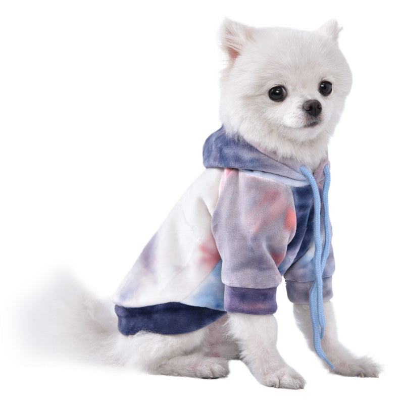 Dog Winter Plush Hoodie Warm Stylish Pet Sweater Gradient Colour Small Dogs Cats