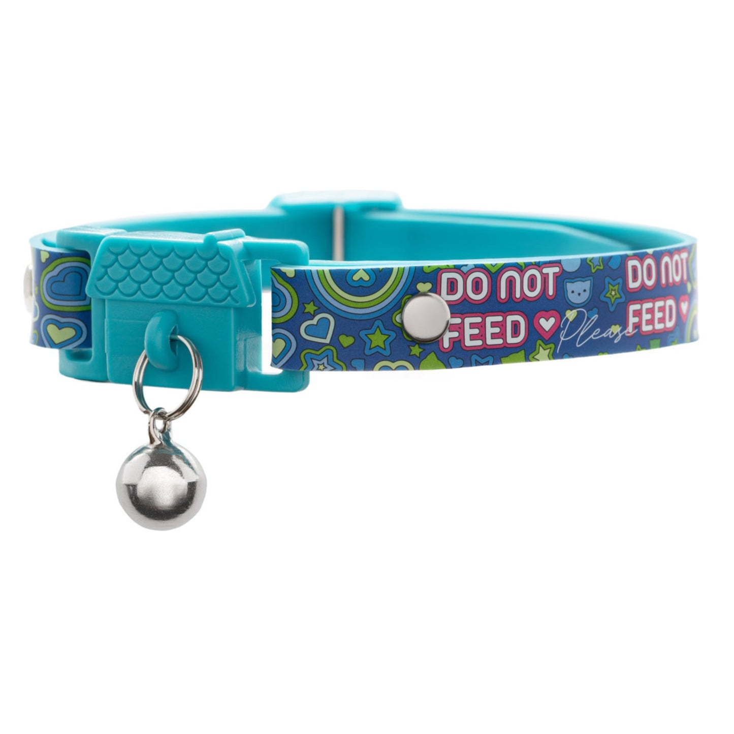 KITTYRAMA INDIGO 'DO NOT FEED' CAT COLLAR - Quick Release, Breakaway, Hypoallergenic