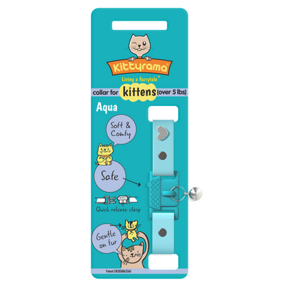 KITTYRAMA KITTEN AQUA COLLAR - Soft, Lightweight, Quick Release Breakaway