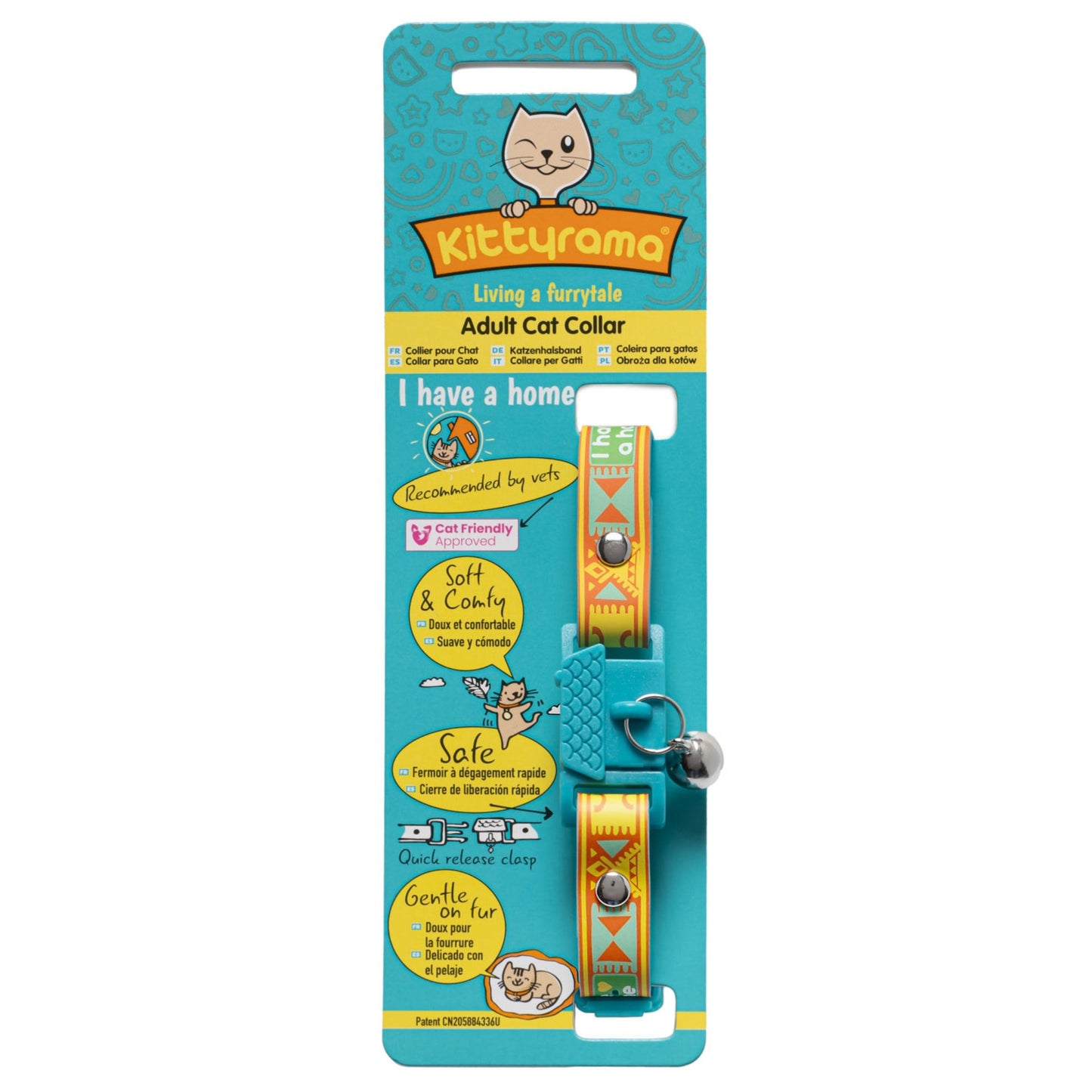 KITTYRAMA SAVANNA 'I HAVE A HOME' CAT COLLAR - Quick Release, Breakaway, Hypoallergenic