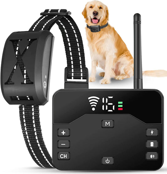 Wireless Dog Fence, 2-In-1 Electric Dog Fence System for 2 Dogs with Training Collar & Remote, IP65 Waterproof, 2024 Safety Pets Containment System for All Dogs, Cover up to 8 Acre(20-850Ft)
