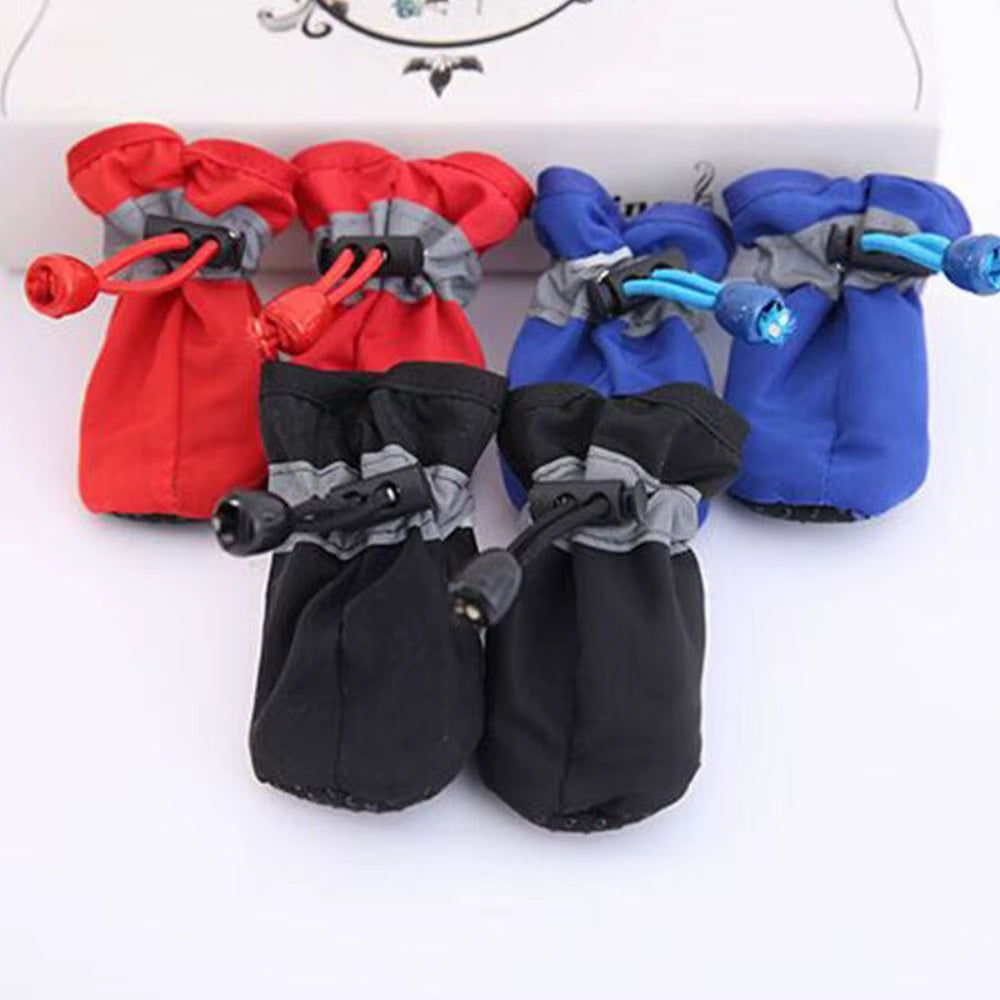 4Pcs Anti-Slip Footwear Waterproof Dog Shoes Pet Rain Shoes Rain Snow Boots Pet Shoes