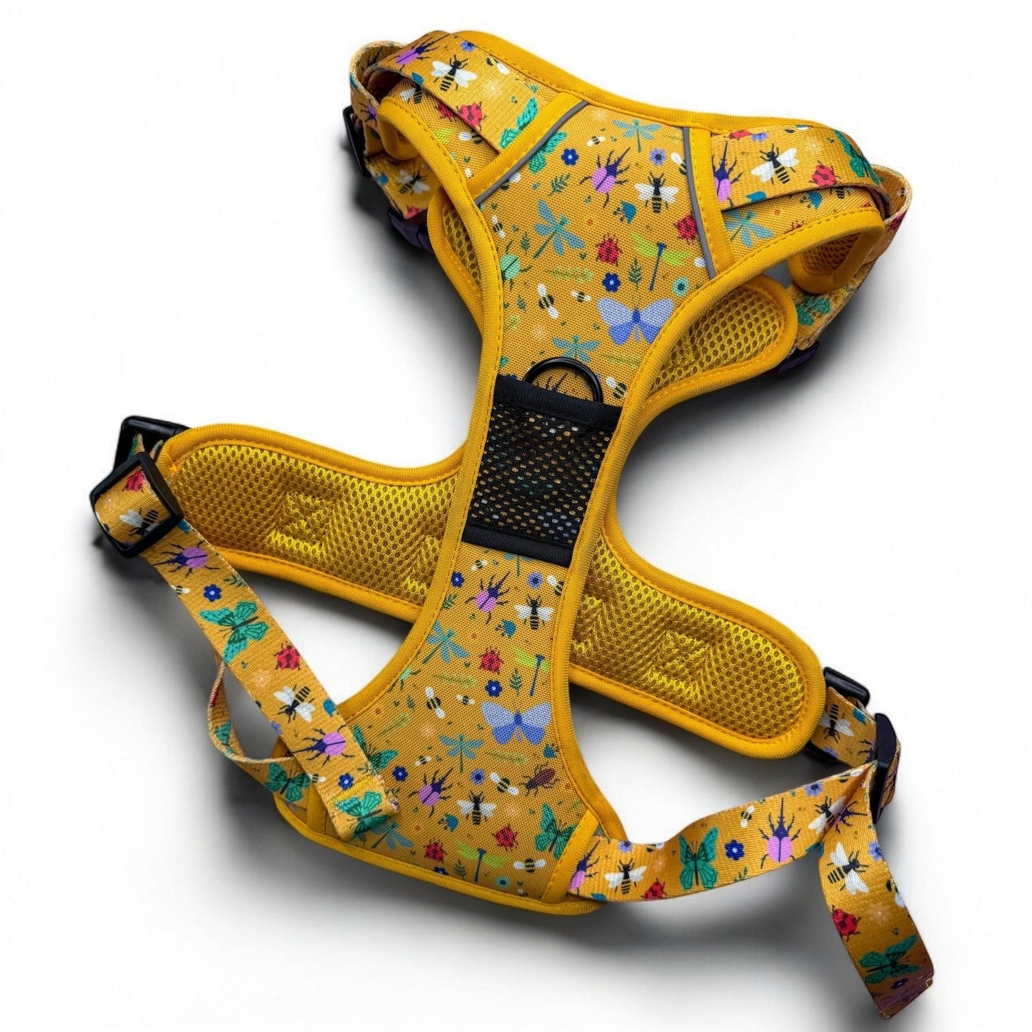 Summer Buzzin' No Pull Tactical Dog Harness – Yellow Insect Print, Adjustable, Step-In (XS-XL)