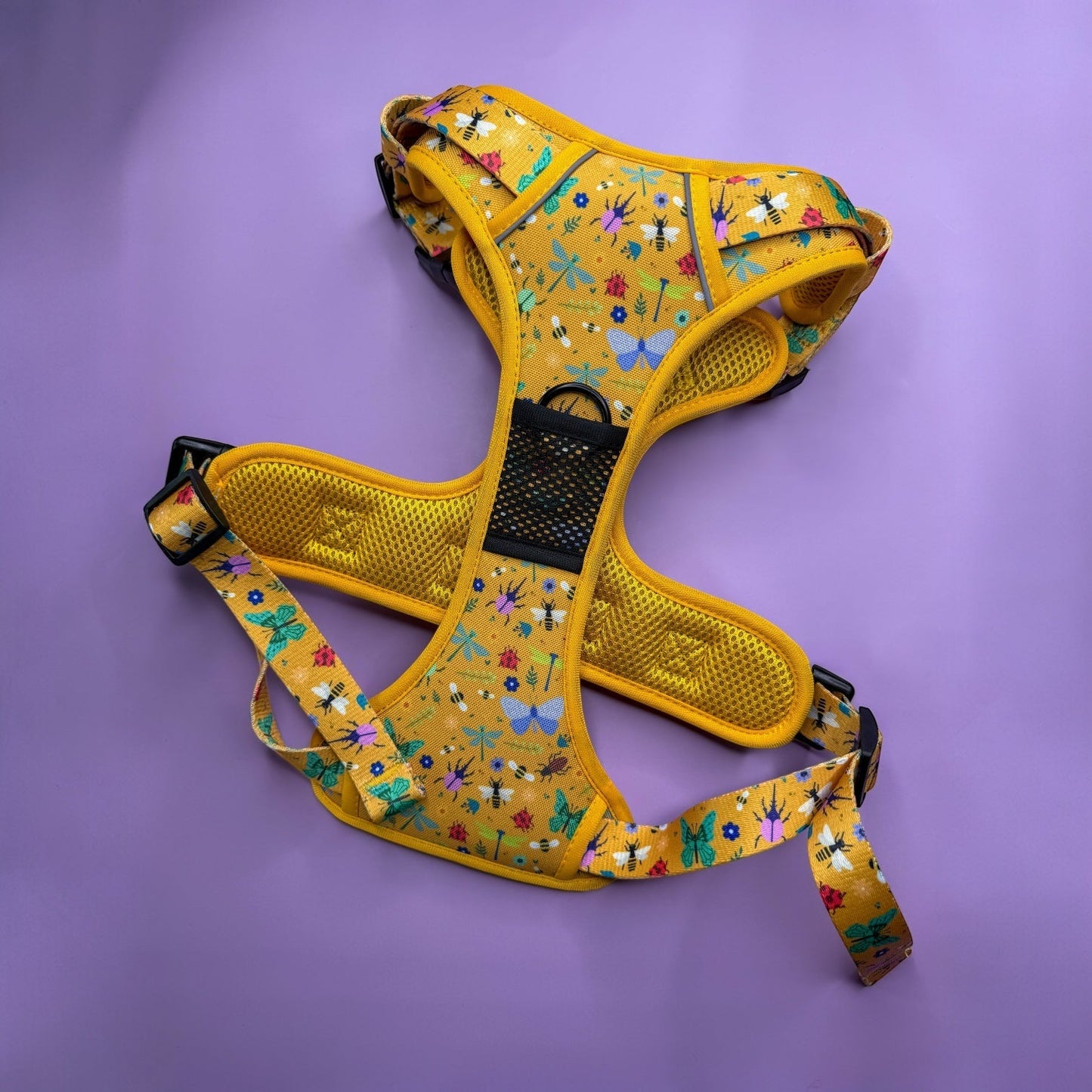 Summer Buzzin' No Pull Tactical Dog Harness – Yellow Insect Print, Adjustable, Step-In (XS-XL)